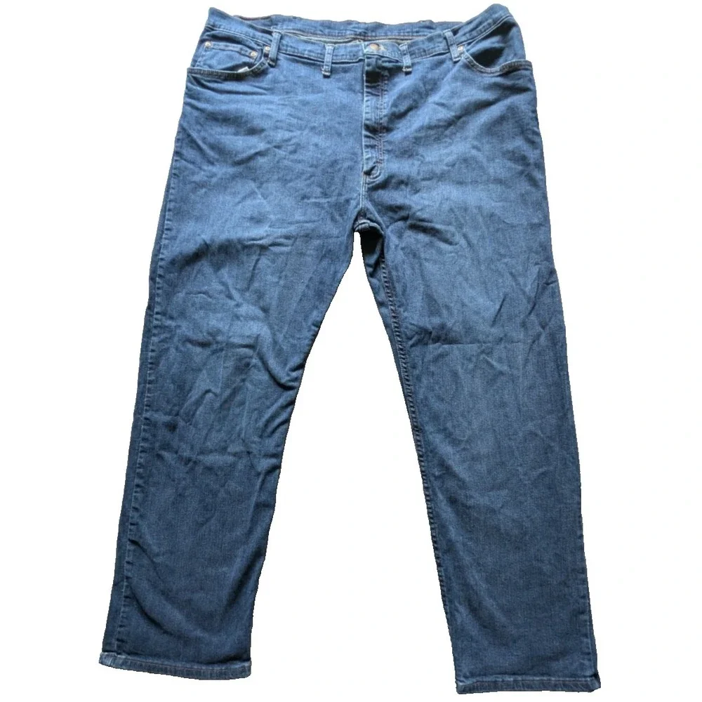 Wrangler Mens 44x30 Five Star  Relaxed Fit Denim Blue Jeans 4 Way Flex New